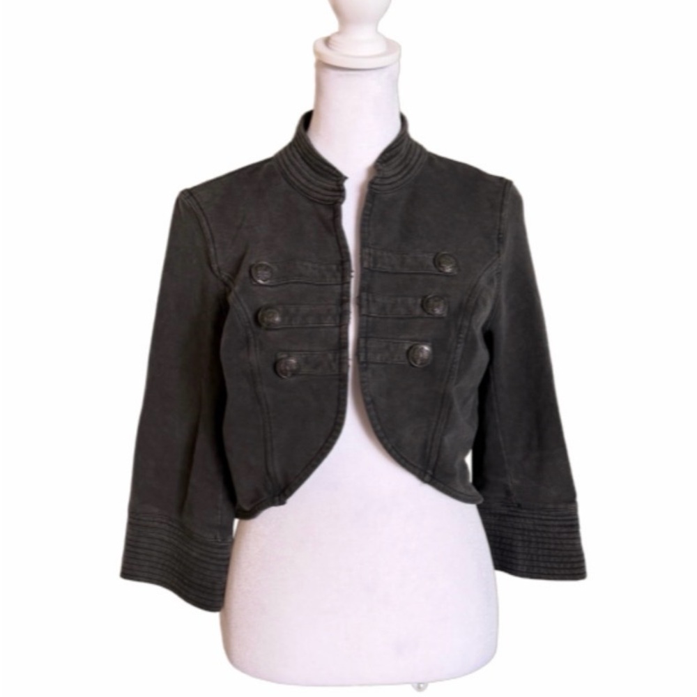 INC International Concepts Charcoal/Black Military Style Jacket